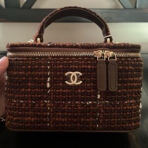 Brand New! Very Rare Chanel Tweed Top Handle Vanity With Mirror
